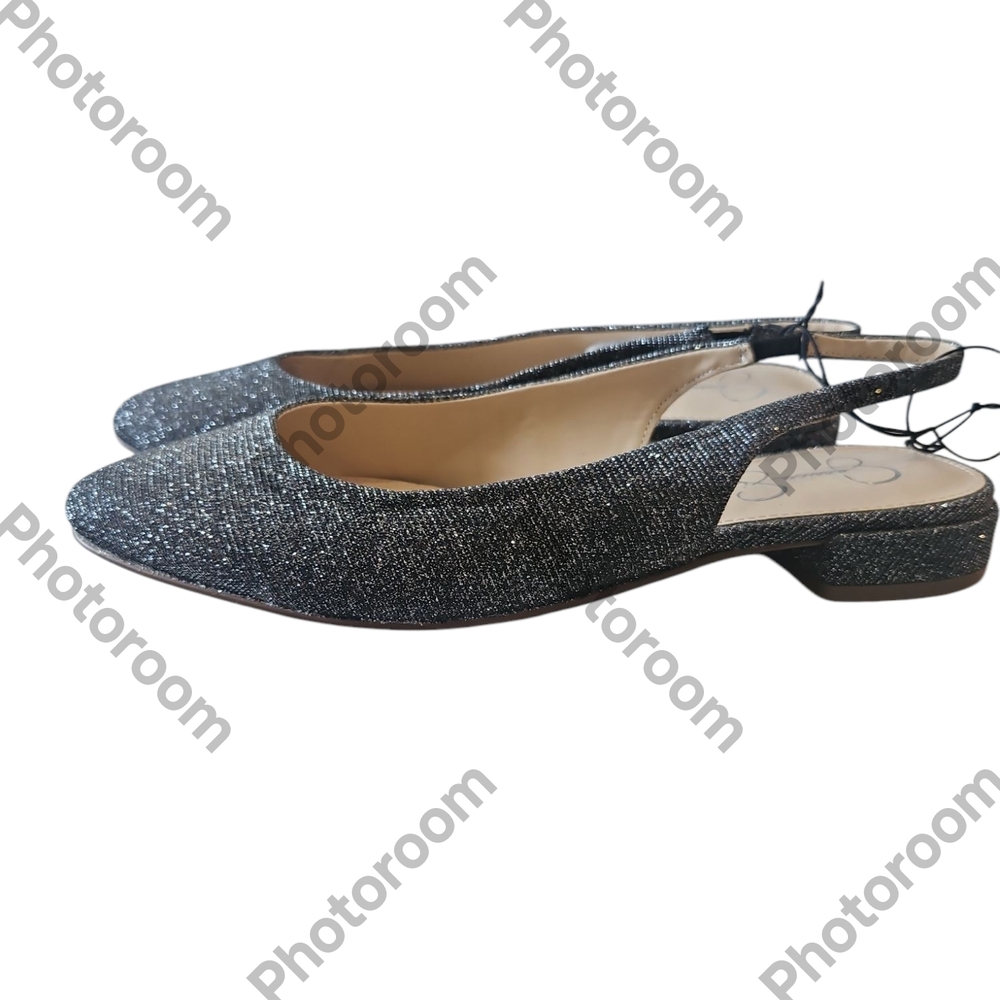 Jessica Simpson Reilda Woman Glitter Silver Slingback Flats Size 7M